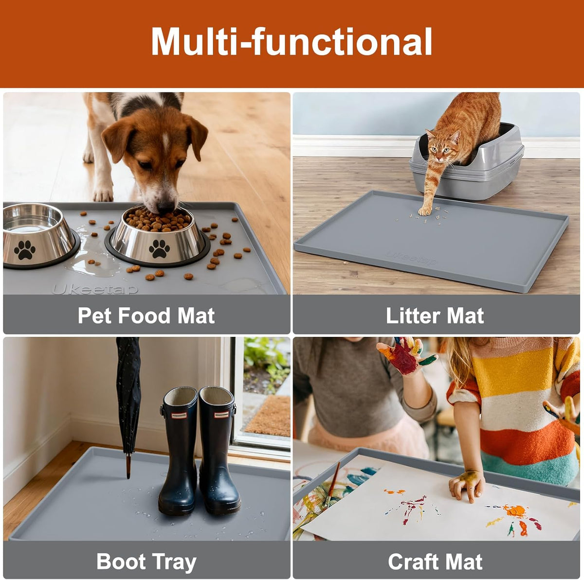 Extra Thick Waterproof Silicone Mat with Raised Edge