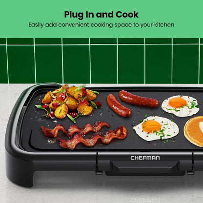 Chefman XL Nonstick Electric Griddle – 10"×20" Surface, 200–420°F, Dishwasher Safe, 1500W