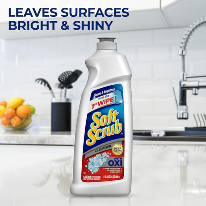 Soft Scrub Oxi Multi-Purpose Kitchen & Bathroom Cleanser – Removes Wine, Coffee & Tough Stains