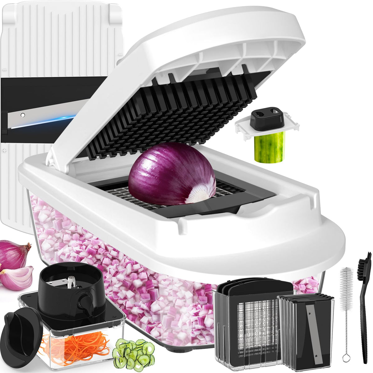 8 Blade All-in-1 Vegetable Chopper Mandoline Slicer with Container