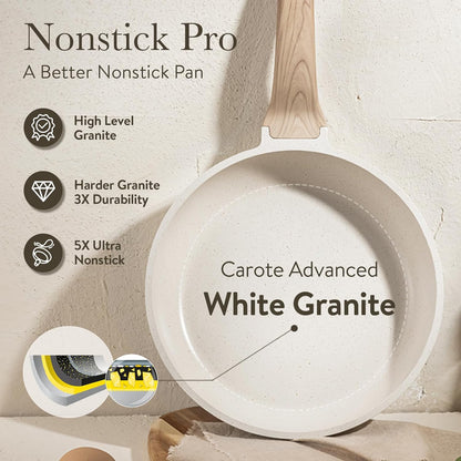 CAROTE 21-Piece Nonstick Cookware Set – Granite Coating, Induction Compatible, Pots & Pans with Lids