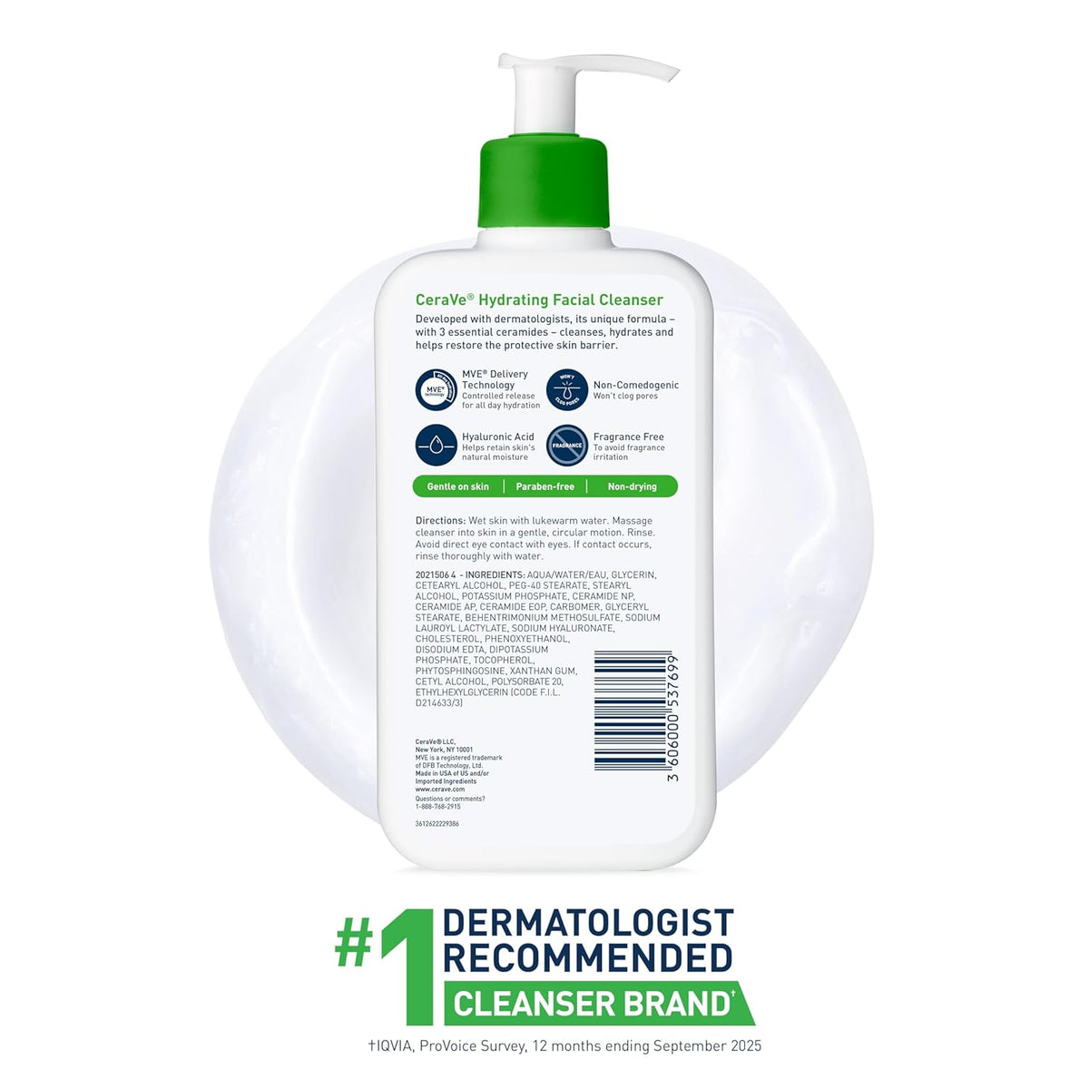 CeraVe Hydrating Facial Cleanser – Gentle Daily Face Wash with Ceramides & Hyaluronic Acid