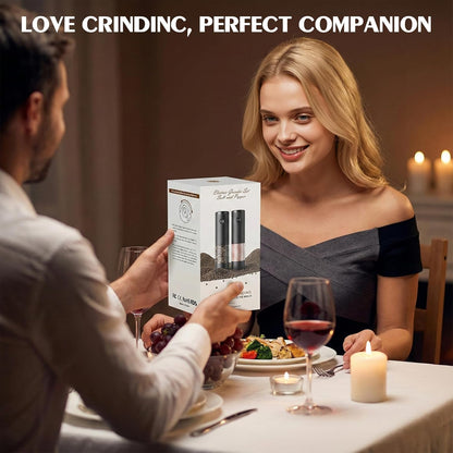 ioion Electric Salt & Pepper Grinder Set – 5 Grind Settings, LED Light, One-Hand Operation
