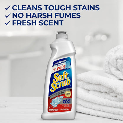 Soft Scrub Oxi Multi-Purpose Kitchen & Bathroom Cleanser – Removes Wine, Coffee & Tough Stains