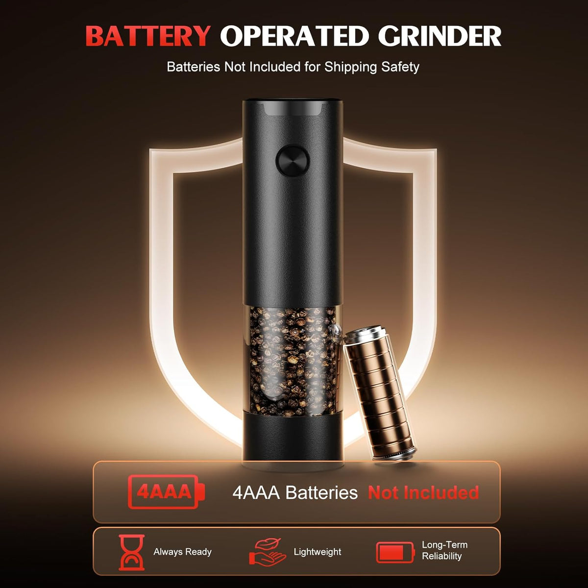 ioion Electric Salt & Pepper Grinder Set – 5 Grind Settings, LED Light, One-Hand Operation