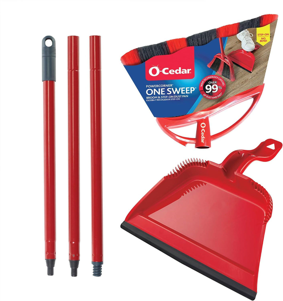 O-Cedar Sweep & Trap Broom with Step-On Dustpan – Wave Bristles Trap 99% of Dust & Dirt