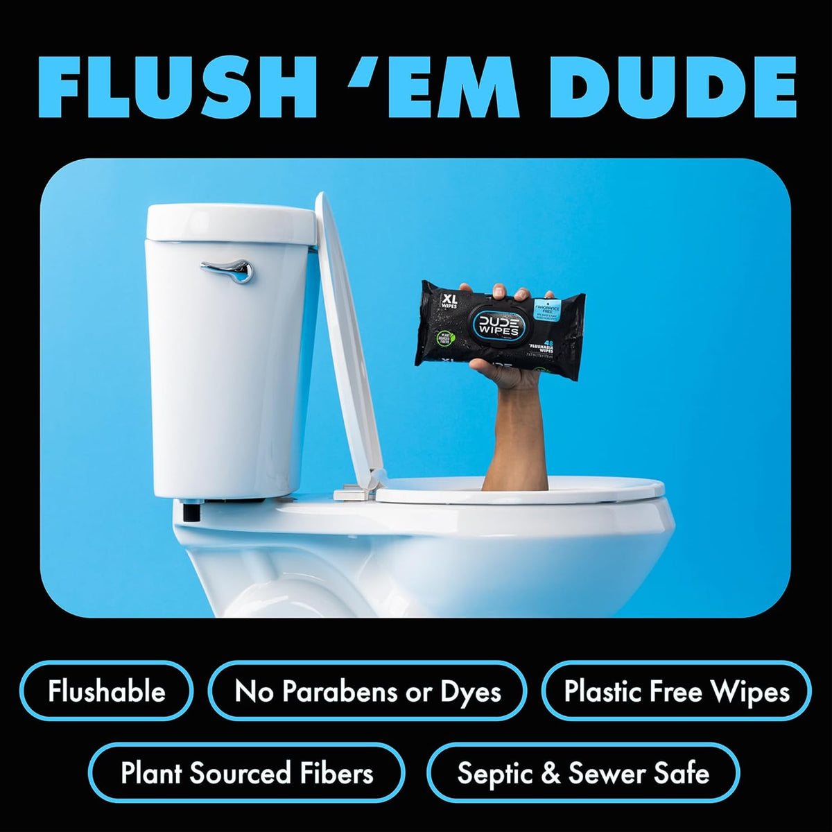 DUDE Wipes - Flushable Wipes - 6 Pack, 288 Wipes