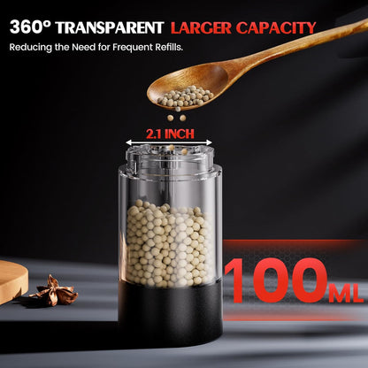 ioion Electric Salt & Pepper Grinder Set – 5 Grind Settings, LED Light, One-Hand Operation