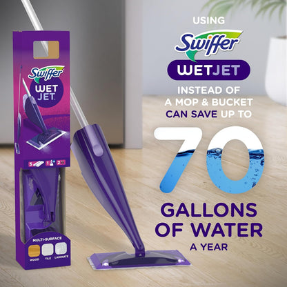 Swiffer WetJet Floor Spray Mop Starter Kit – Dual-Nozzle Sprayer, Cleaning Pad & Solution Included