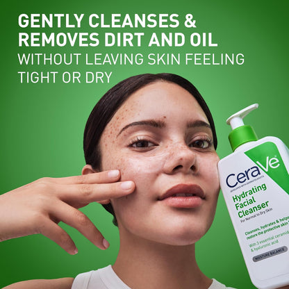 CeraVe Hydrating Facial Cleanser – Gentle Daily Face Wash with Ceramides & Hyaluronic Acid