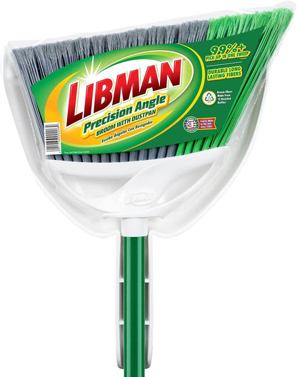 Libman FlexTech Broom & Dustpan Combo – 11" Recycled-Plastic Bristles, Anti-Static, Indoor & Outdoor