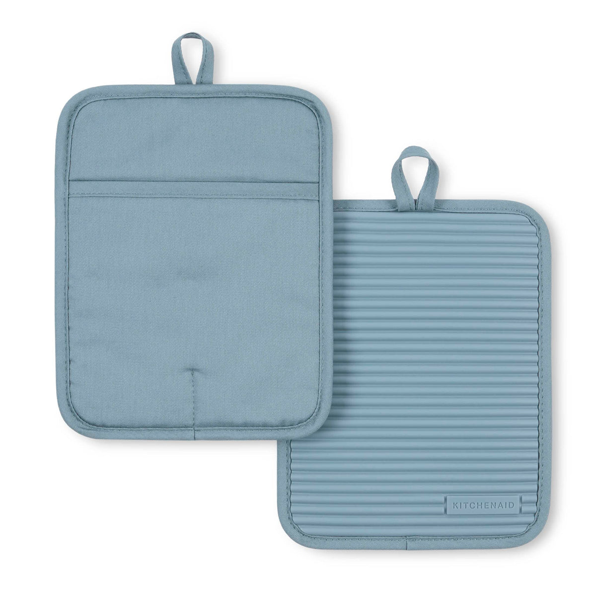 KitchenAid Ribbed Soft Silicone Pot Holder Set of 2 – Heat Resistant to 500°F, Waterproof, 7"×9"