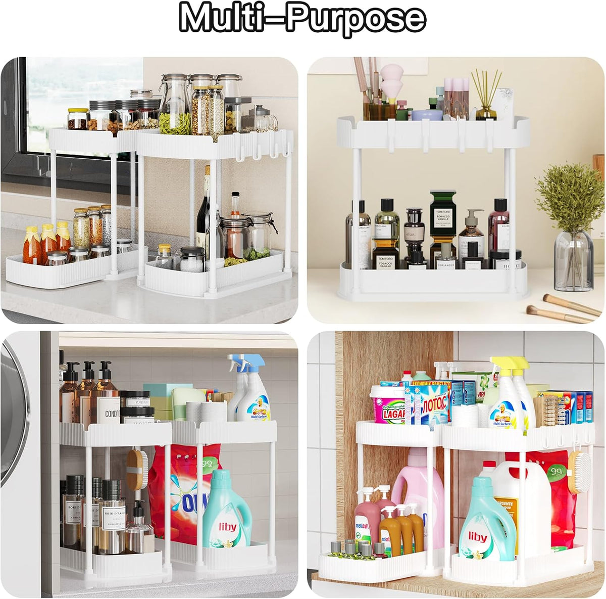 2 Pack Multi-Purpose Pull-Out Storage Organizers