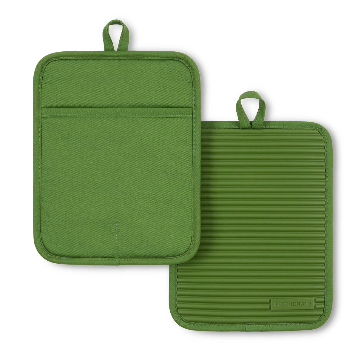 KitchenAid Ribbed Soft Silicone Pot Holder Set of 2 – Heat Resistant to 500°F, Waterproof, 7"×9"