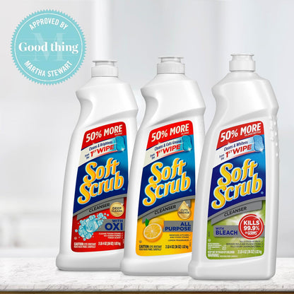 Soft Scrub Oxi Multi-Purpose Kitchen & Bathroom Cleanser – Removes Wine, Coffee & Tough Stains