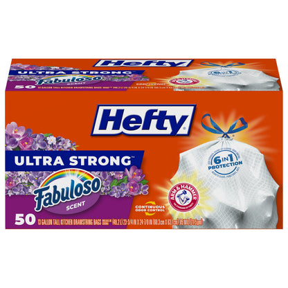 Hefty Ultra Strong Tall Kitchen Trash Bags – 80-Count, 13 Gallon, Arm & Hammer Odor Control, Drawstring