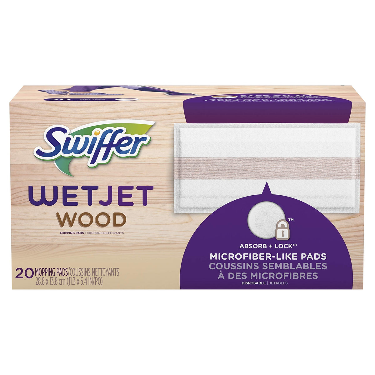 Swiffer WetJet Mopping Pad Refills – 24-Count Absorb + Lock Pads, Safe on Finished Wood Floors