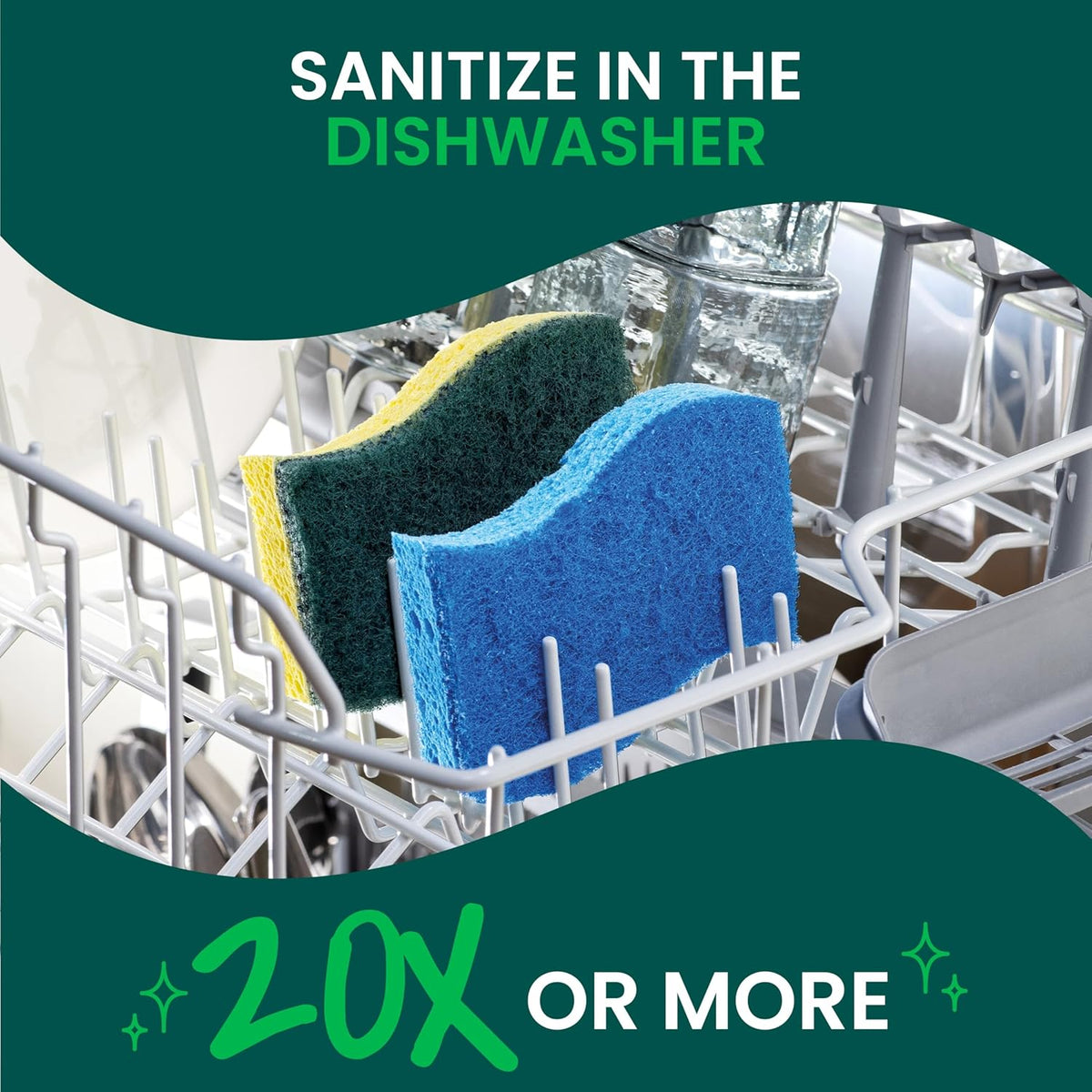 Scotch-Brite Zero Scratch Scrub Sponge – Non-Scratch, 3X Faster Cleaning, Recycled Plastic Fibers