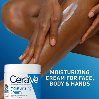 CeraVe Moisturizing Cream – 24-Hour Hydration with Ceramides & Hyaluronic Acid, Fragrance-Free, 19 fl oz