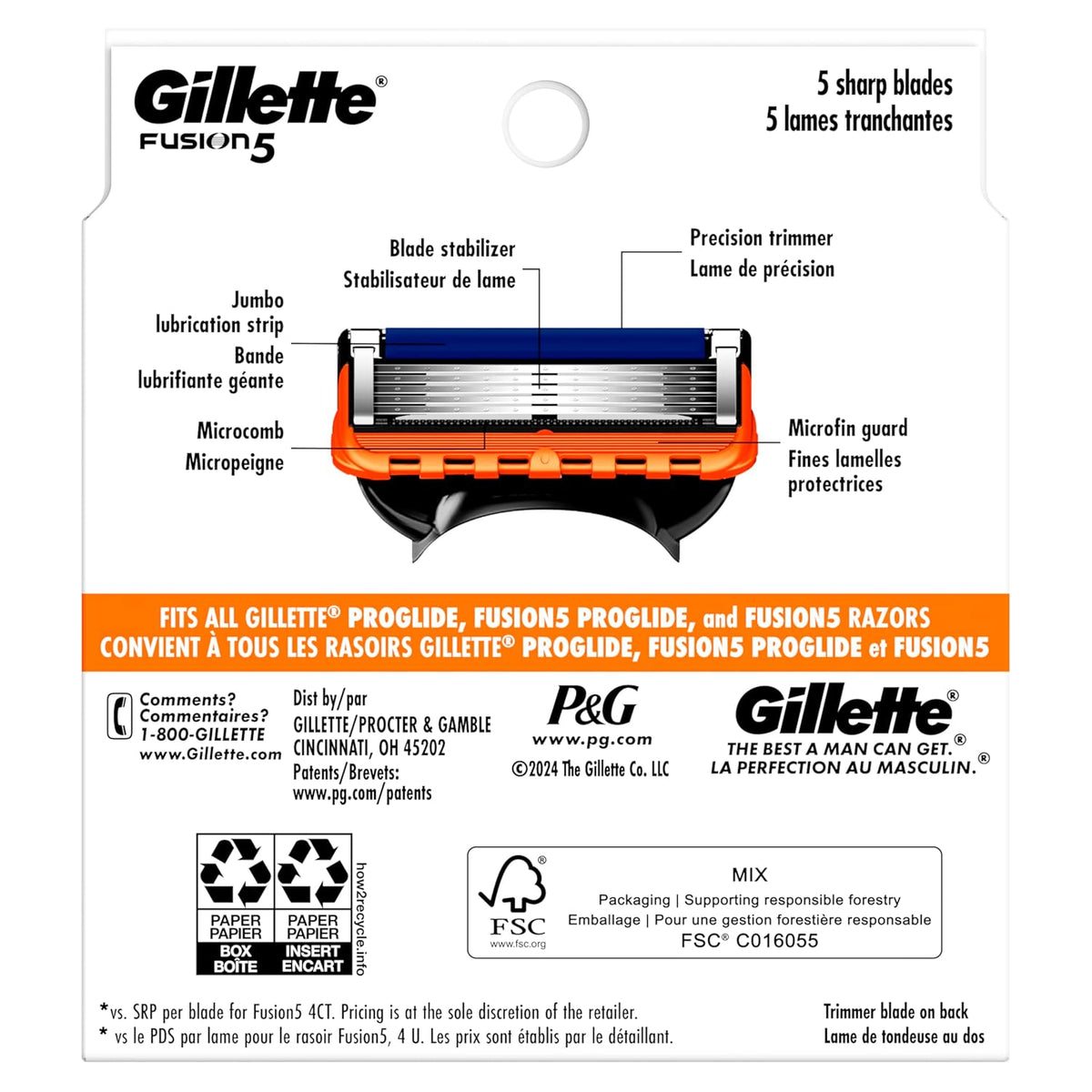 Gillette Fusion5 Razor Blade Refills for men