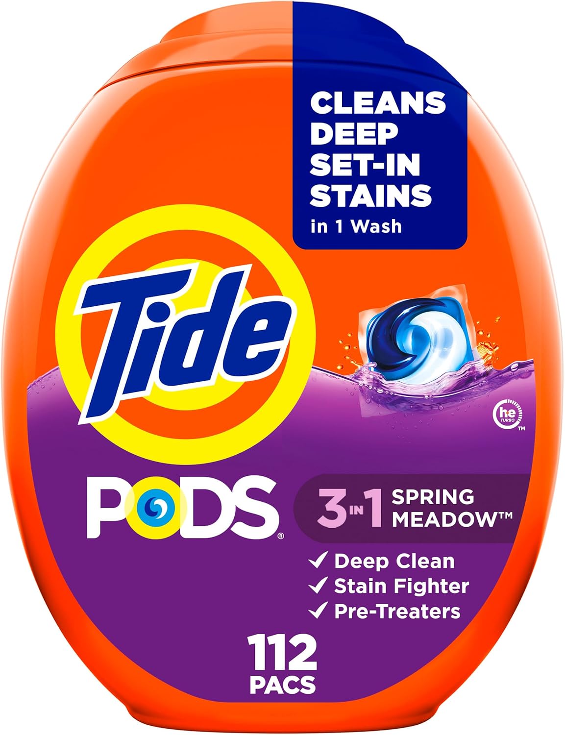 Tide PODS 3-in-1 Laundry Detergent Pacs – 112-Count, Stain Remover, Odor Fighter & Color Protector