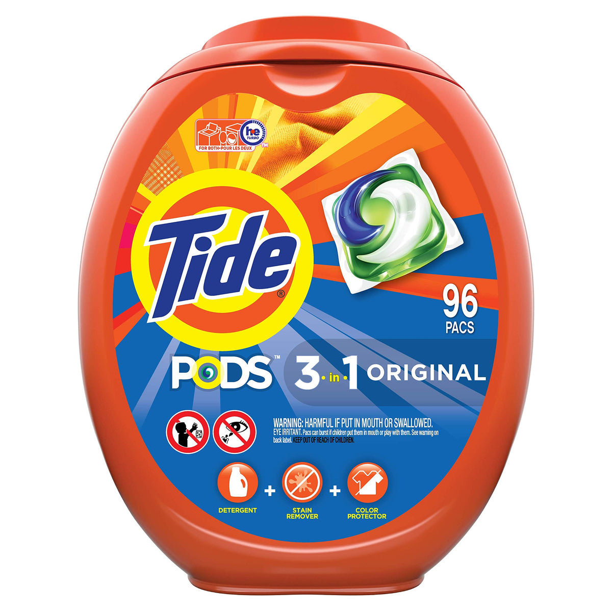 Tide PODS 3-in-1 Laundry Detergent Pacs – 112-Count, Stain Remover, Odor Fighter & Color Protector