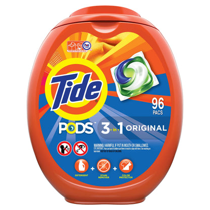 Tide PODS 3-in-1 Laundry Detergent Pacs – 112-Count, Stain Remover, Odor Fighter & Color Protector