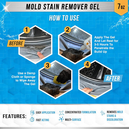 ACTIVE Mold & Mildew Stain Remover Gel – Clings to Vertical Surfaces, Eliminates Stains & Musty Odors