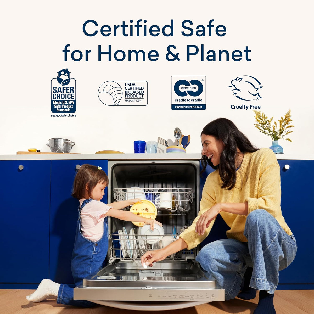BLUELAND 100% Plastic-Free Dishwasher Detergent Tablets