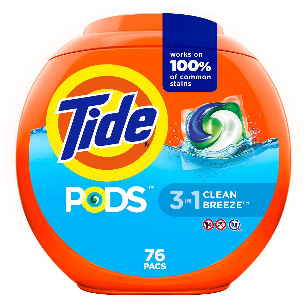 Tide PODS 3-in-1 Laundry Detergent Pacs – 112-Count, Stain Remover, Odor Fighter & Color Protector