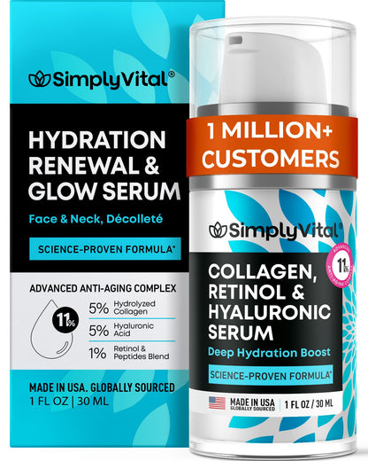 SimplyVital Anti-Aging Retinol Face Moisturizer – With Hyaluronic Acid & Collagen, 1.7 fl oz