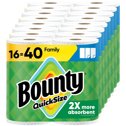 Bounty Quick-Size Paper Towels – 12 Triple Rolls (= 40+ Regular Rolls), 2X More Absorbent