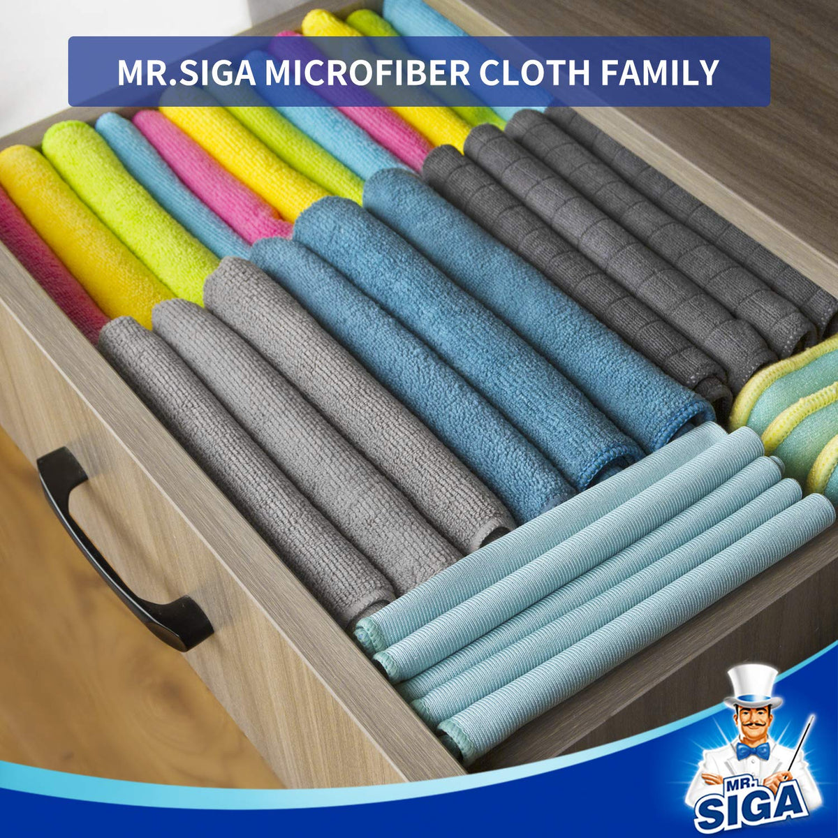 MR.SIGA Microfiber Cleaning Cloths – 12-Pack, Lint-Free, Ultra-Soft, 32x32 cm