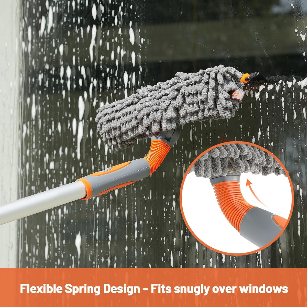 Eazer 62" Extendable Window Cleaning Kit – Rotate-Lock Squeegee, Dual Blades & 4 Microfiber Cloths