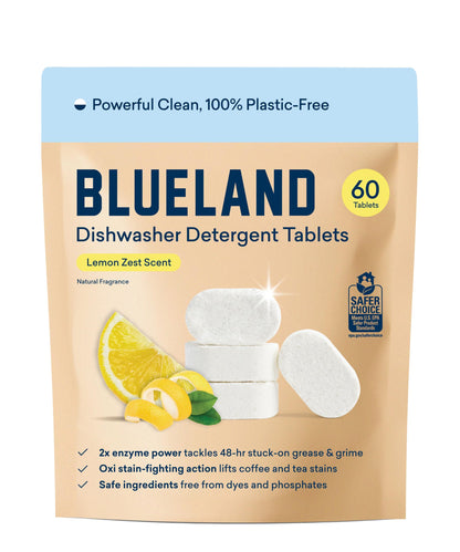 BLUELAND 100% Plastic-Free Dishwasher Detergent Tablets