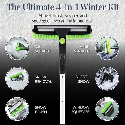 Best Choice Products 4-in-1 Snow Brush with Shovel – Telescoping Handle, Scraper, Squeegee & Carry Bag