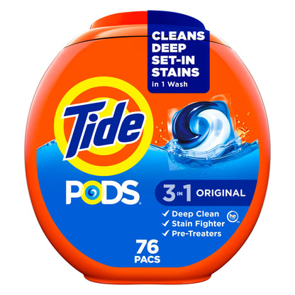 Tide PODS 3-in-1 Laundry Detergent Pacs – 112-Count, Stain Remover, Odor Fighter & Color Protector
