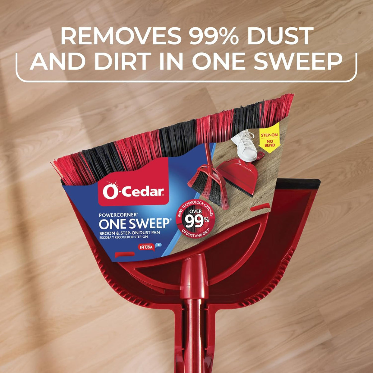 O-Cedar Sweep & Trap Broom with Step-On Dustpan – Wave Bristles Trap 99% of Dust & Dirt