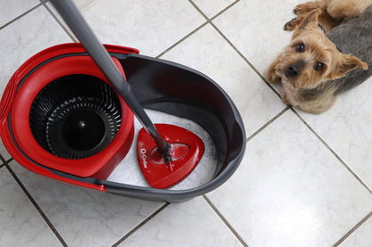 O-Cedar EasyWring Microfiber Spin Mop & Bucket System – Hands-Free Wringing, Machine-Washable Mop Head