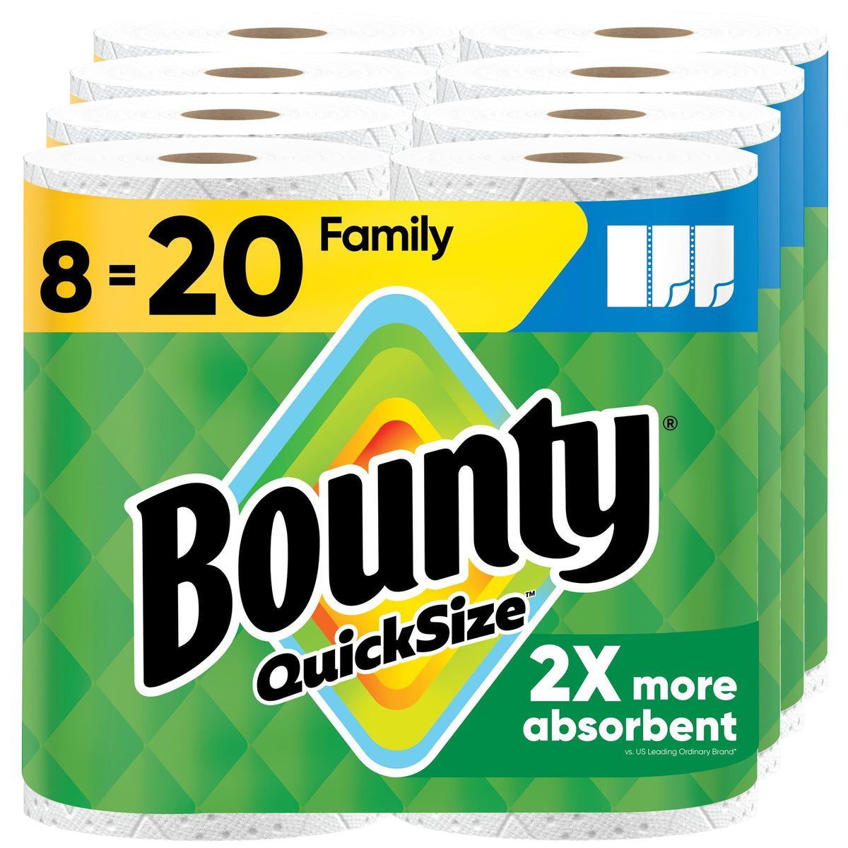 Bounty Quick-Size Paper Towels – 12 Triple Rolls (= 40+ Regular Rolls), 2X More Absorbent