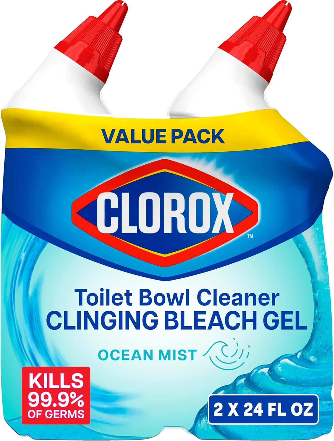 Clorox Toilet Bowl Cleaner Clinging Bleach Gel – Kills 99.9% of Germs, Removes Stains, Deodorizes