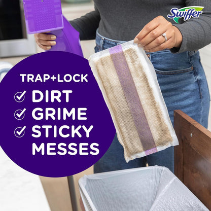 Swiffer WetJet Mopping Pad Refills – 24-Count Absorb + Lock Pads, Safe on Finished Wood Floors