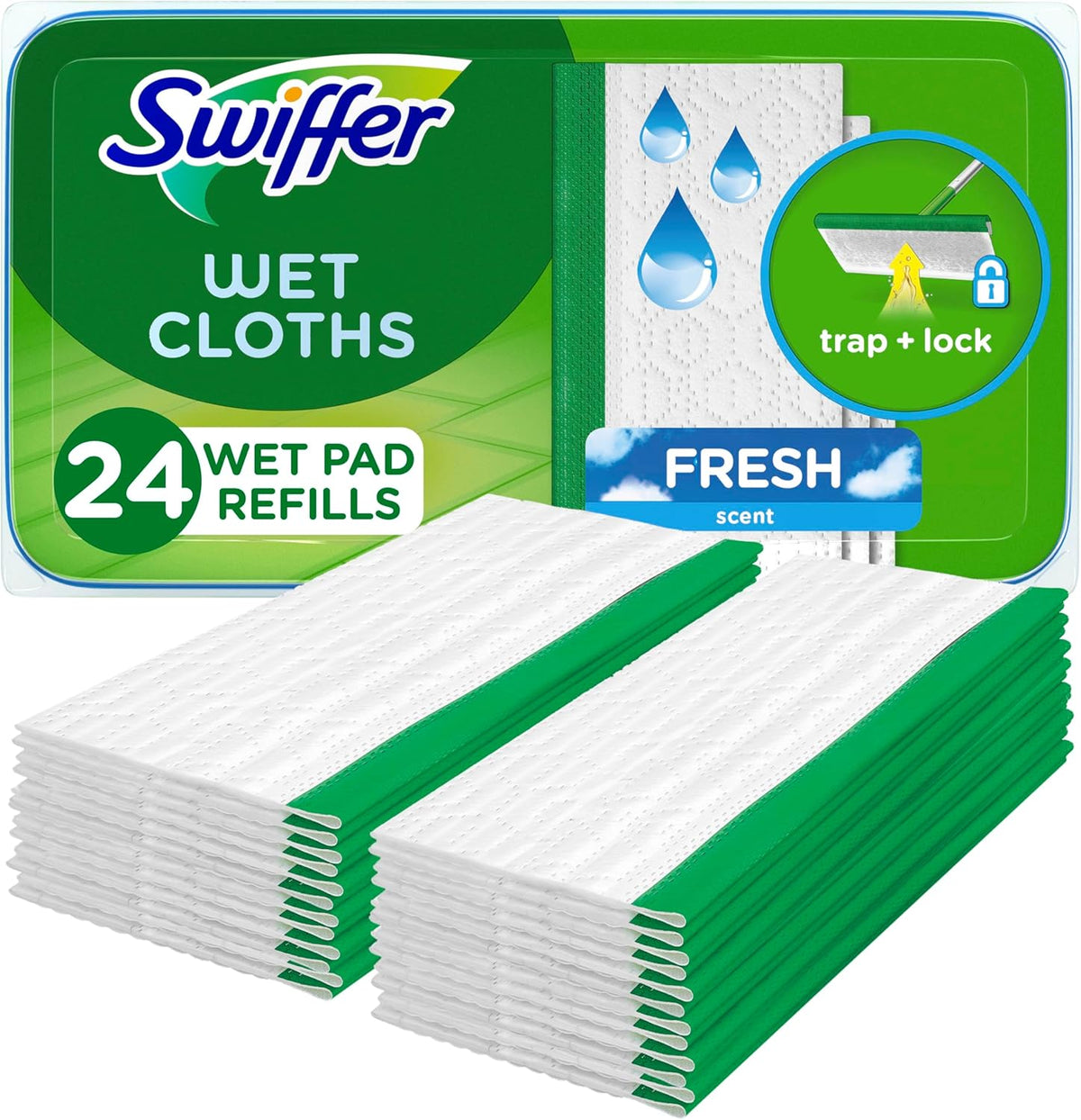 Swiffer Sweeper Wet Mopping Cloths – Textured Cloths Trap & Lock Dirt, Safe on All Hard Floors