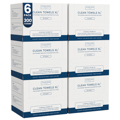 Clean Skin Club Clean Towels XL – 50 Single-Use Disposable Face Towels, Dermatologist Tested