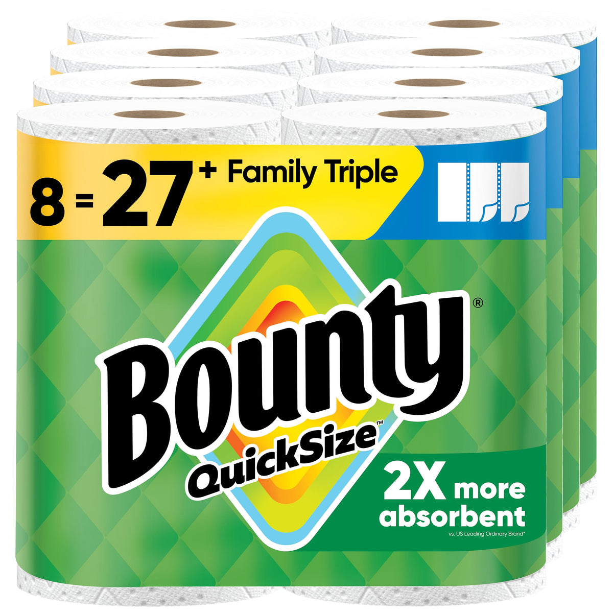 Bounty Quick-Size Paper Towels – 12 Triple Rolls (= 40+ Regular Rolls), 2X More Absorbent