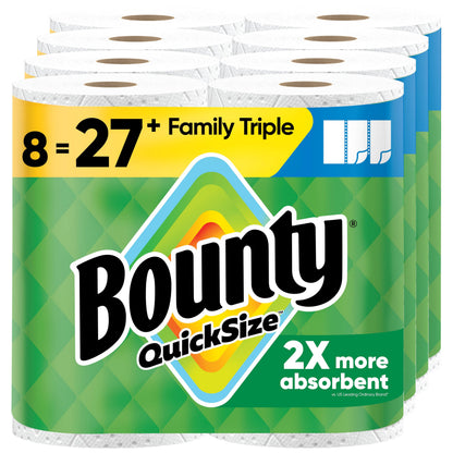 Bounty Quick-Size Paper Towels – 12 Triple Rolls (= 40+ Regular Rolls), 2X More Absorbent