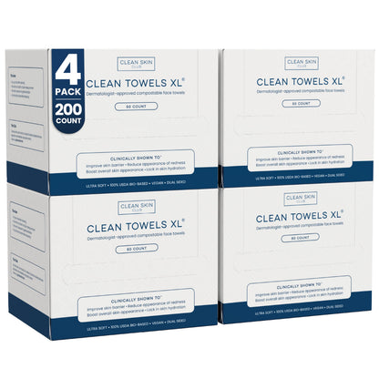 Clean Skin Club Clean Towels XL – 50 Single-Use Disposable Face Towels, Dermatologist Tested