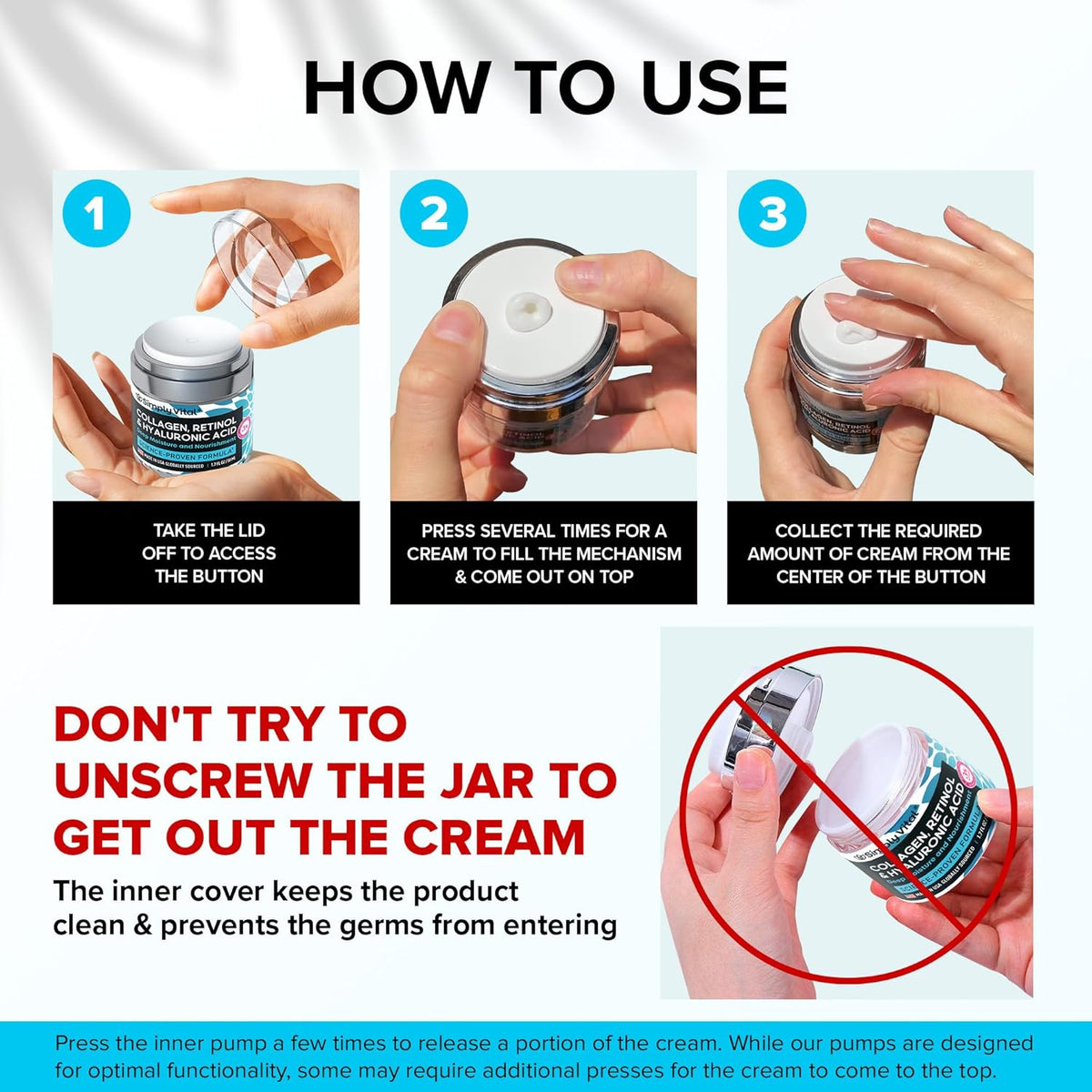 SimplyVital Anti-Aging Retinol Face Moisturizer – With Hyaluronic Acid & Collagen, 1.7 fl oz