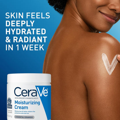 CeraVe Moisturizing Cream – 24-Hour Hydration with Ceramides & Hyaluronic Acid, Fragrance-Free, 19 fl oz