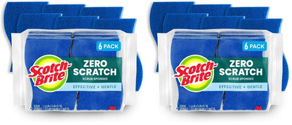 Scotch-Brite Zero Scratch Scrub Sponge – Non-Scratch, 3X Faster Cleaning, Recycled Plastic Fibers